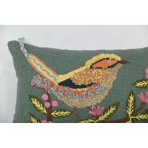 Chirpy Bird Motif Lumbar Cushion Cover - 12 x 18