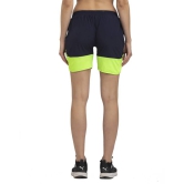 Color Block Women Dark Blue Sports Shorts, Gym Shorts, Cycling Shorts, Running Shorts