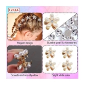 LYKAA Stylish Pearl Flower Hair Claw Fashionable Clips Clutchers Hair Barrettes, Women Girls - 10Pcs - White