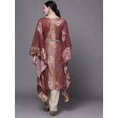 Women Maroon Floral Printed Flared Sleeves Kaftan Kurta