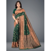 Om Shantam Sarees - Green Art Silk Saree With Blouse Piece ( Pack of 1 ) - Green