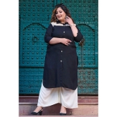 PrettyPlus by Desinoor.com Rayon Colorblock Shirt Style Womens Kurti - Black ( Pack of 1 ) - None