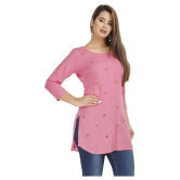 JC4U - Pink Rayon Womens Straight Kurti - XL