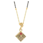 SILVER SHINE Gold Plated Designer Square Pandent Mangalsutra For Women - Golden