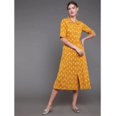 Antaran Cotton Printed Midi Womens Shirt Dress - Yellow ( Pack of 1 ) - None