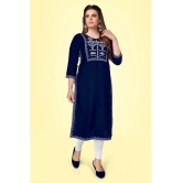 Kapadia - Navy Rayon Womens Straight Kurti ( Pack of 1 ) - None