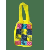 NIRJHARI Handmade Cotton Cloth Patchwork Handbag Yellow & Black (Small) Pack of 1