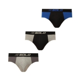 Solo - Multicolor Cotton Blend Mens Briefs ( Pack of 3 ) - 80