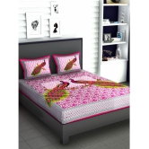 URBAN MAGIC - Pink Cotton Double Bedsheet with 2 Pillow Covers - Pink