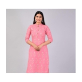 MAUKA Rayon Printed Straight Womens Kurti - Pink ( Pack of 1 ) - None