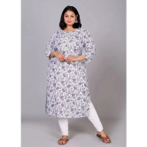 JC4U Cotton Blend Printed Straight Womens Kurti - White ( Pack of 1 ) - None