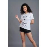 Rise & Slay Printed White Oversized T-Shirt for Women XXL