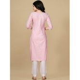 Glomee - Pink Cotton Blend Women's Straight Kurti ( Pack of 1 ) - None