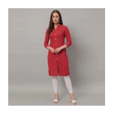 Glito Cotton Blend Checks Front Slit Womens Kurti - Red ( Pack of 1 ) - None