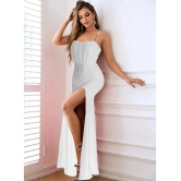 clafoutis Lycra Solid Full Length Womens Side Slit Dress - White ( Pack of 1 ) - None