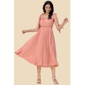 Glomee Crepe Solid Midi Women''s Fit & Flare Dress - Peach ( Pack of 1 ) - None