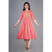 OFLINE SELCTION - Pink Cotton Blend Women's Anarkali Kurti ( Pack of 1 ) - L, Pink