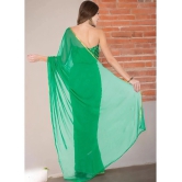 clafoutis Chiffon Solid Saree Without Blouse Piece - Green ( Pack of 1 ) - Green