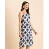 Moomaya Womens Printed Halter Neck Dress, Knee Length, Styled Back Viscose Dress