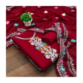 Apnisha Unstitched Georgette Embellished Dress Material - Maroon ( Pack of 1 ) - Maroon