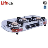 Life ok Stainless Steel Brass Burner Gas Stove Stainless Steel Manual Gas Stove