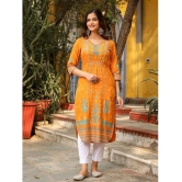 Juniper Rayon Printed Straight Womens Kurti - Yellow ( Pack of 1 ) - None