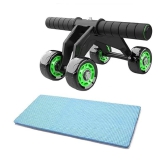 HSP ENTERPRISES Upgraded 4-Wheel Ab Carver Roller with Knee Mat - Abdominal Workout Fitness Exercise Equipment - Green