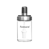 Femora Borosilicate Glass Oil Bottle, 500 ML with Ghee Brush Jar 250 ML in One Tray