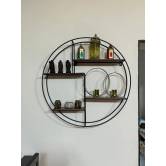 Mount Muse Solid wood Metallic Round wall storage shelf