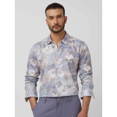 Lilac Floral Print Slim Fit Casual Shirt