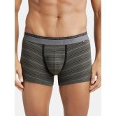 Jockey US68 Men Super Combed Cotton Elastane Stripe Trunk with Ultrasoft Waistband - Deep Olive - None