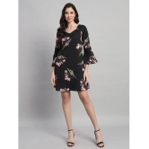 Curvydrobe Crepe Printed Mini Womens A-line Dress - Black ( Pack of 1 ) - None