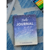 Personalised Blue Cream Star Sky Watercolor Spiral Journal-Unruled