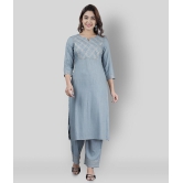 Doriya - Grey Straight Rayon Women''s Stitched Salwar Suit ( Pack of 1 ) - None