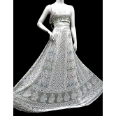 White | Semi-Stitched | Free Size | Lehenga Choli | Chikankari | Lucknowi | Hand Embroidery | Cotten | White