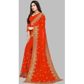 Om Shantam Sarees - Orange Georgette Saree With Blouse Piece ( Pack of 1 ) - Orange