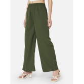 ALL WAYS YOU - Olive Crepe Straight Womens Palazzos ( Pack of 1 ) - None