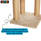 Skatrs Feline Fortress Two Tier Cat Tree with Sisal Post Toy Beige-2.6ft