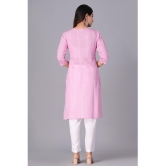 Doriya Cotton Blend Embroidered Kurti With Palazzo Women's Stitched Salwar Suit - Pink ( Pack of 1 ) - None