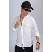 Premium Men LINEN Shirt, Regular Fit, Solid, Full Sleeve, White-XXL / White