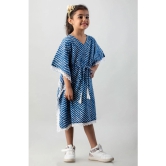 Blue and White Leheriya pattern Kaftan Dress-12-14 years