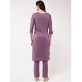 Pannkh - Purple Art Silk Womens Straight Kurti ( Pack of 1 ) - None