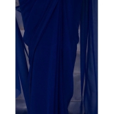 clafoutis Chiffon Solid Saree With Blouse Piece - Navy Blue ( Pack of 1 ) - Navy Blue