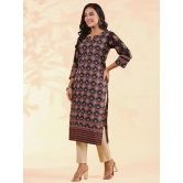 Vbuyz Cotton Printed Straight Womens Kurti - Black ( Pack of 1 ) - None