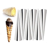 Magnusdeal 6Pcs DIY Non-Stick Stainless Steel Baking Cones Set. Spiral Horn Pastry Cream Roll Tubes/Cake Cone Mold/Cannoli Forms/Croissant Shell Metal Ice Cream Roll/Funnel Shape/Kitchen/Party