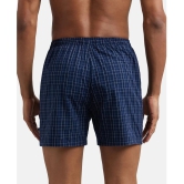 Jockey 8222 Men Super Combed Cotton Woven Checkered Inner Boxers - Grey & Navy (Pack of 2) - None