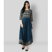 Estela - Blue Rayon Women''s Anarkali Kurti ( Pack of 1 ) - XL