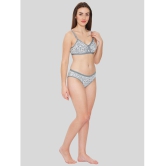 ILRASO - Light Grey Cotton Women's Bra & Panty Set ( Pack of 1 ) - None