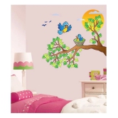 Asmi Collection Baby Birds in Nest on Tree Branch Wall Sticker ( 70 x 75 cms )