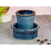 Premium Ceramic Dawara Set, Tea Dabara Set, Tumbler Set for Authentic South Indian Filter Coffee, Serving Drinkware, Set of 1, 120 ml, Greenish Blue